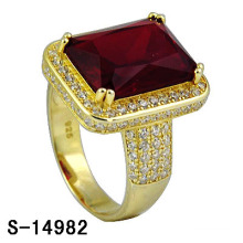 Hot-Selling 925 Sterling Silver Micro Setting CZ Men Ring with Big Stone in Ruby.